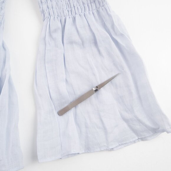 ZARA Woman baby blue off the shoulder flare scrunch top size XS - Picture 8 of 10